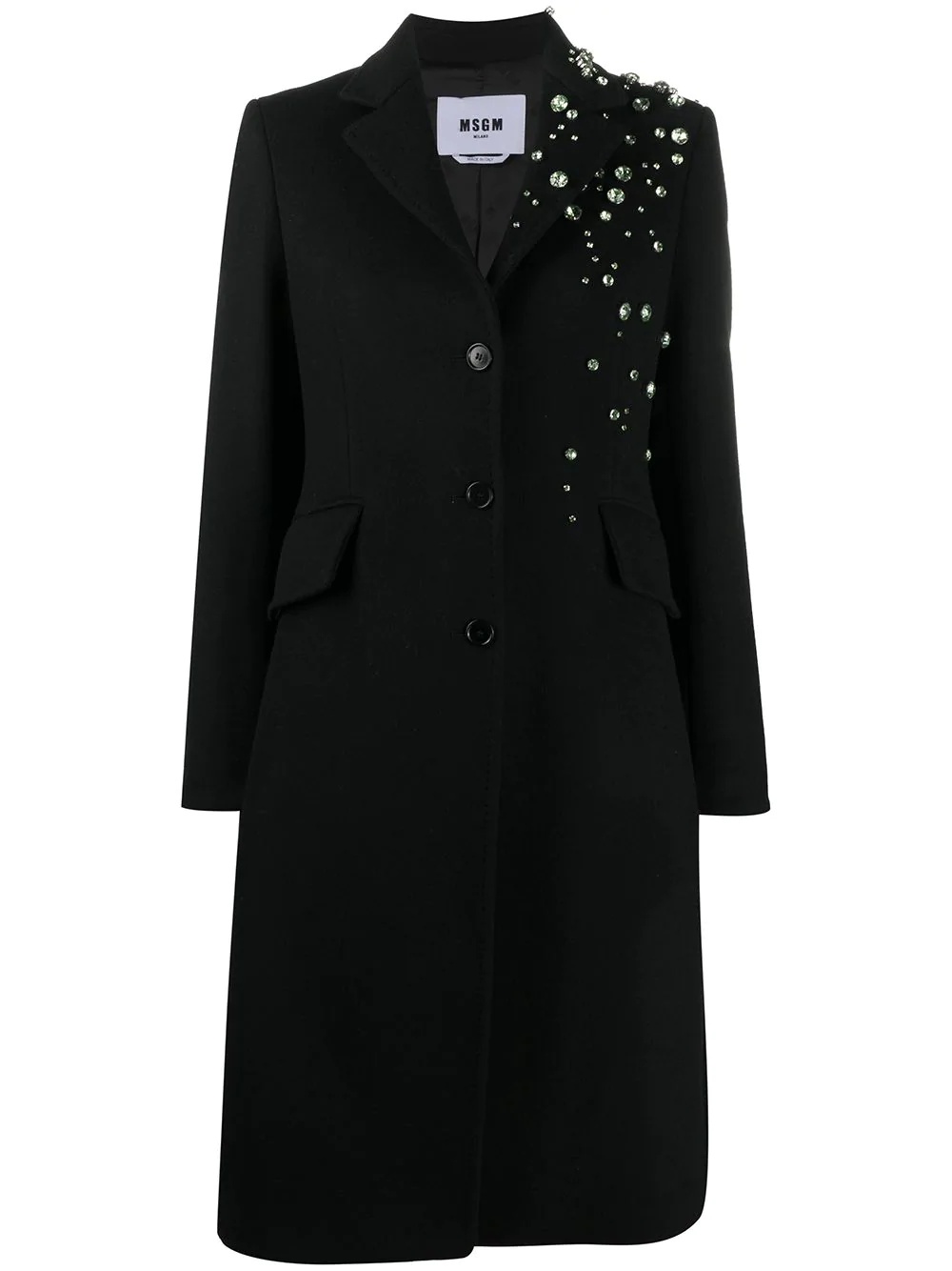 crystal-embellished single-breasted coat - 1