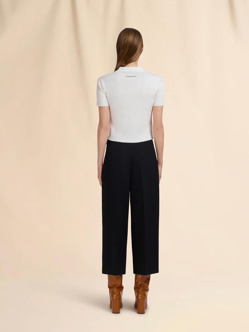 BLACK WOOL CROPPED TROUSERS 3