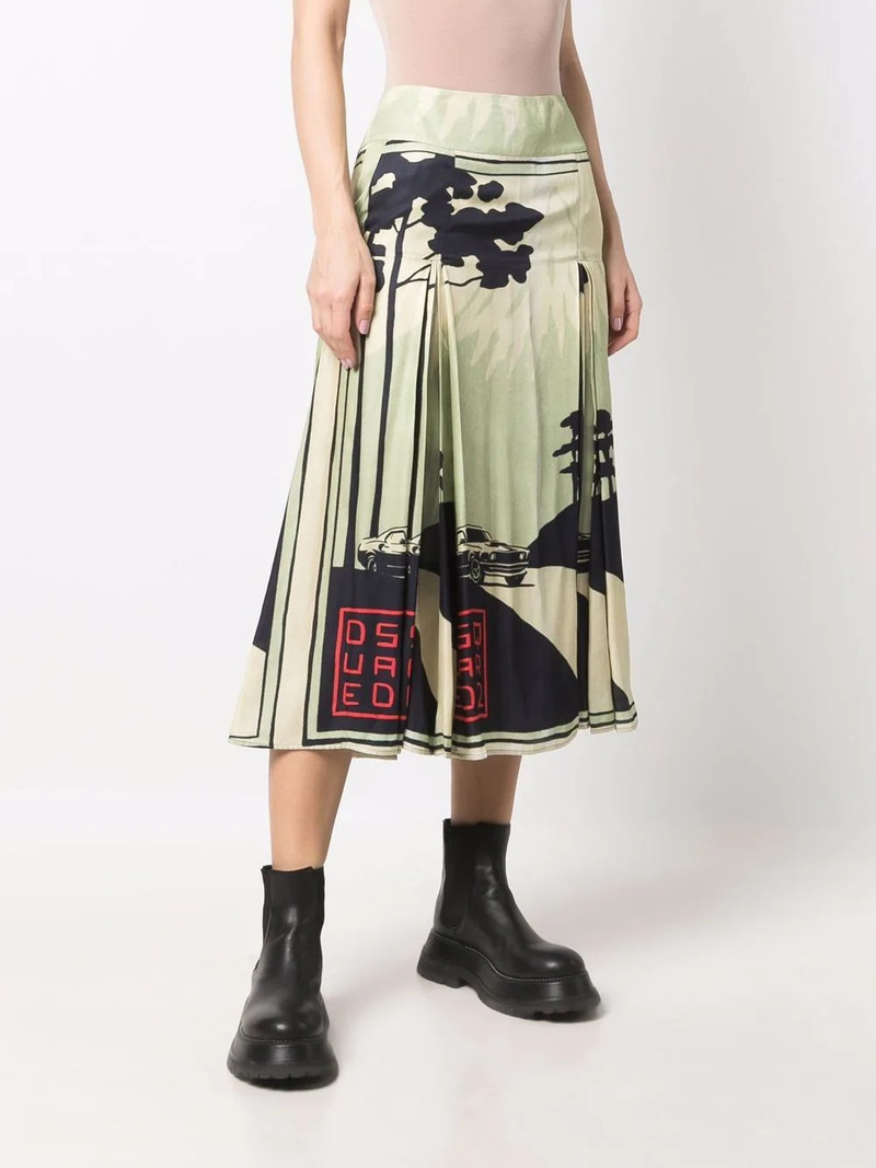 graphic-print box-pleat skirt 3