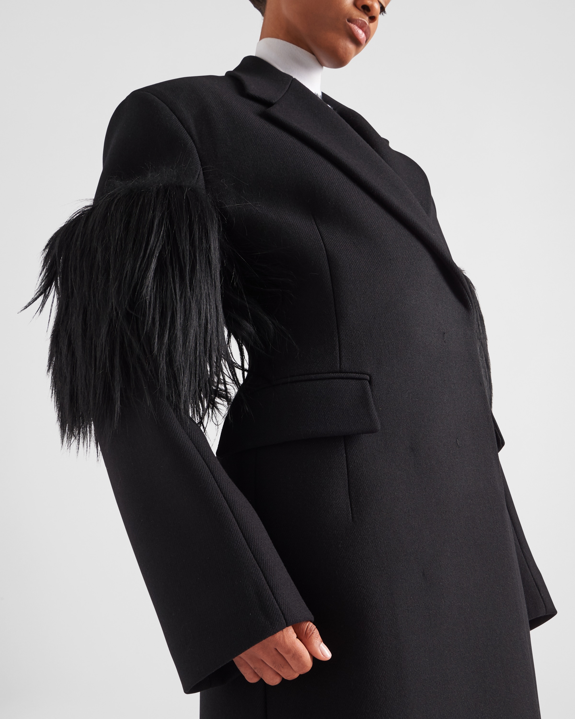 Double-breasted cloth and mohair coat - 6