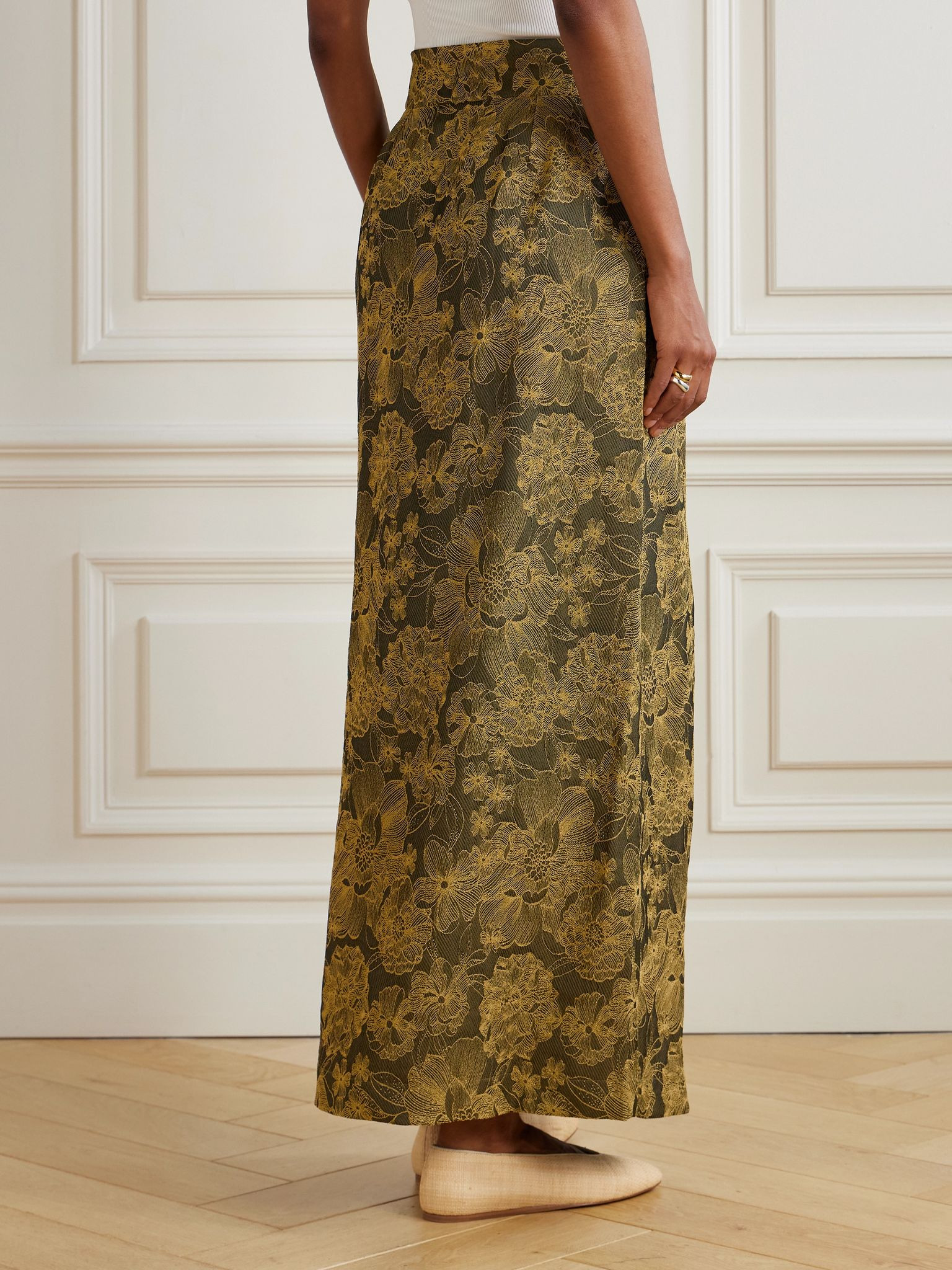 Ivan embroidered twill maxi skirt Green - 3