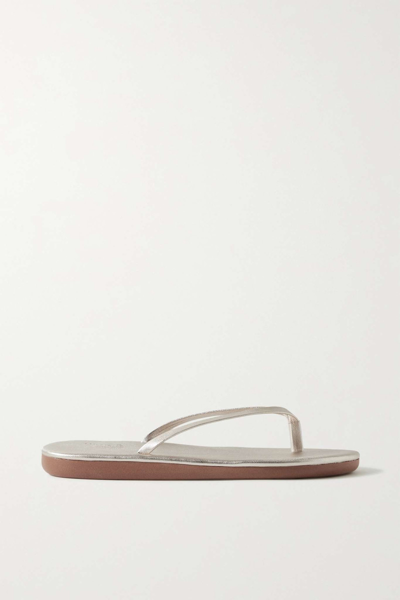 Saionara metallic leather flip flops 5