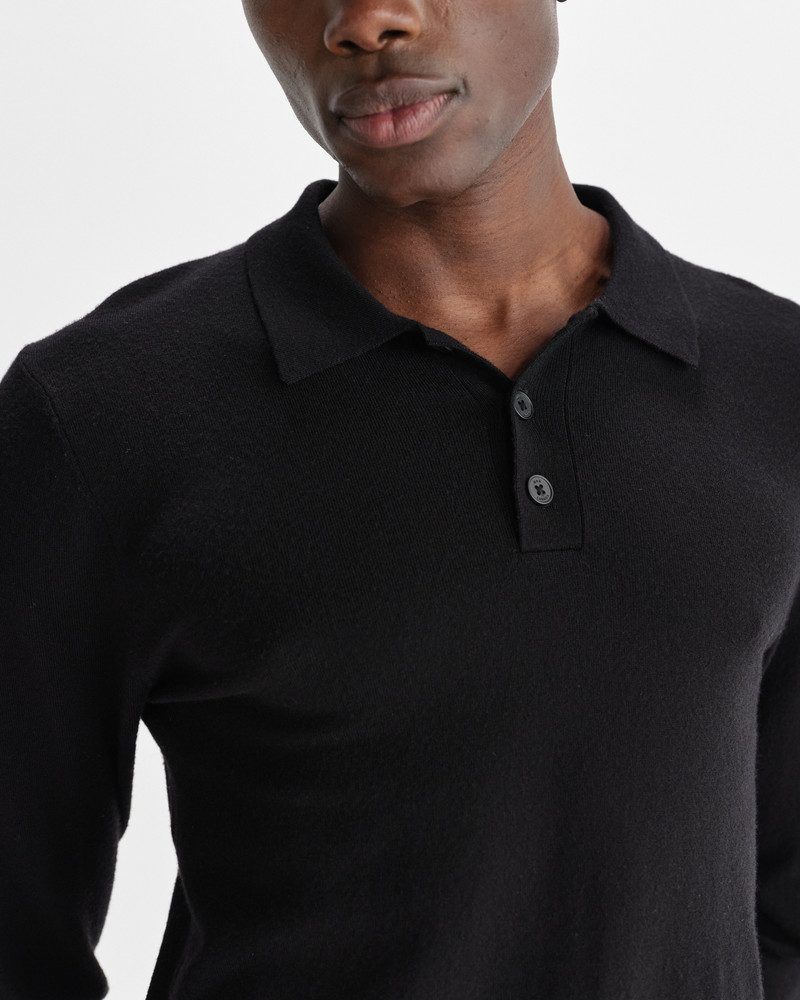 Oban - Black Worsted Wool Knitted Polo 3