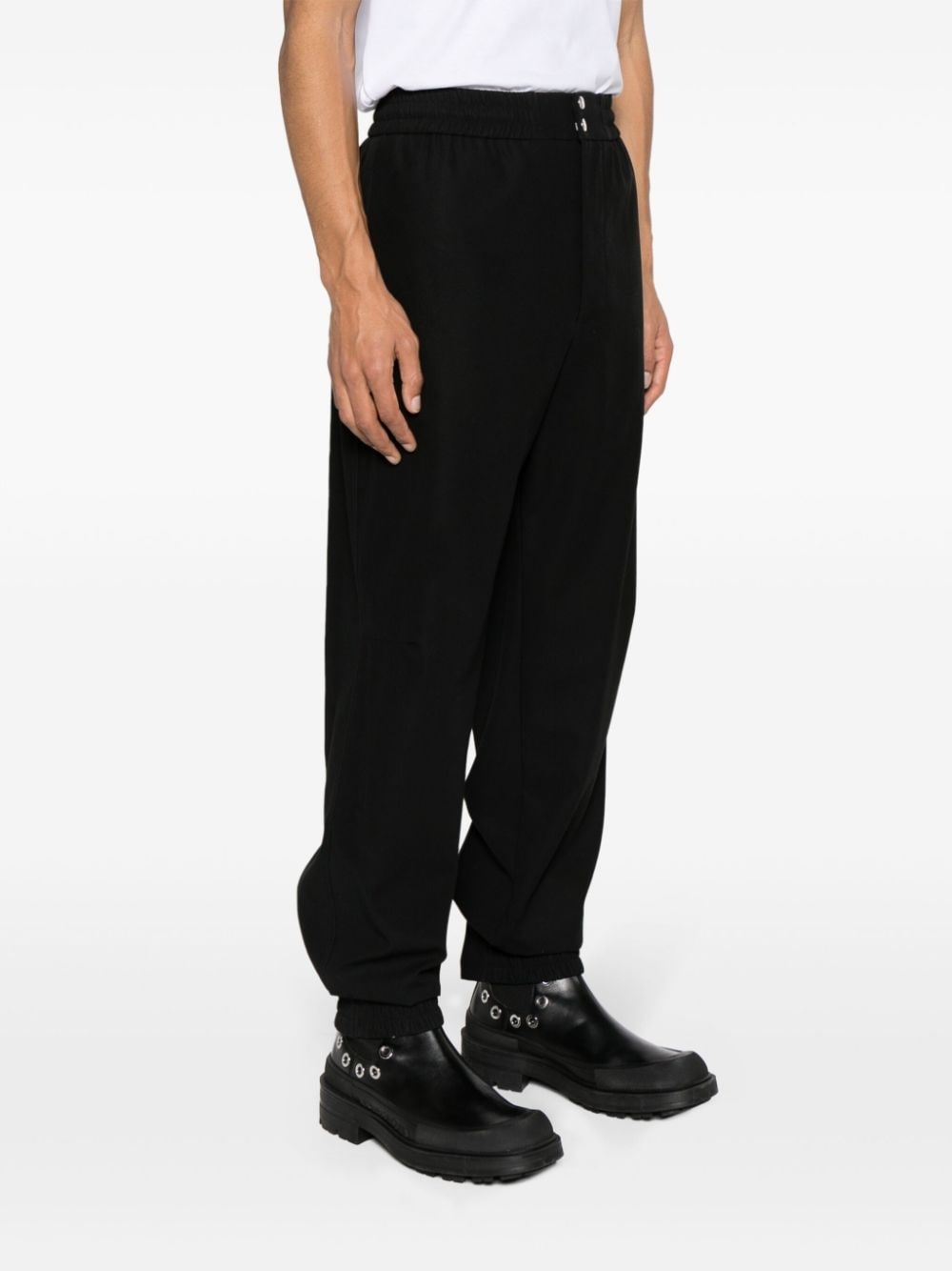 elasticated-waist tapered trousers - 3