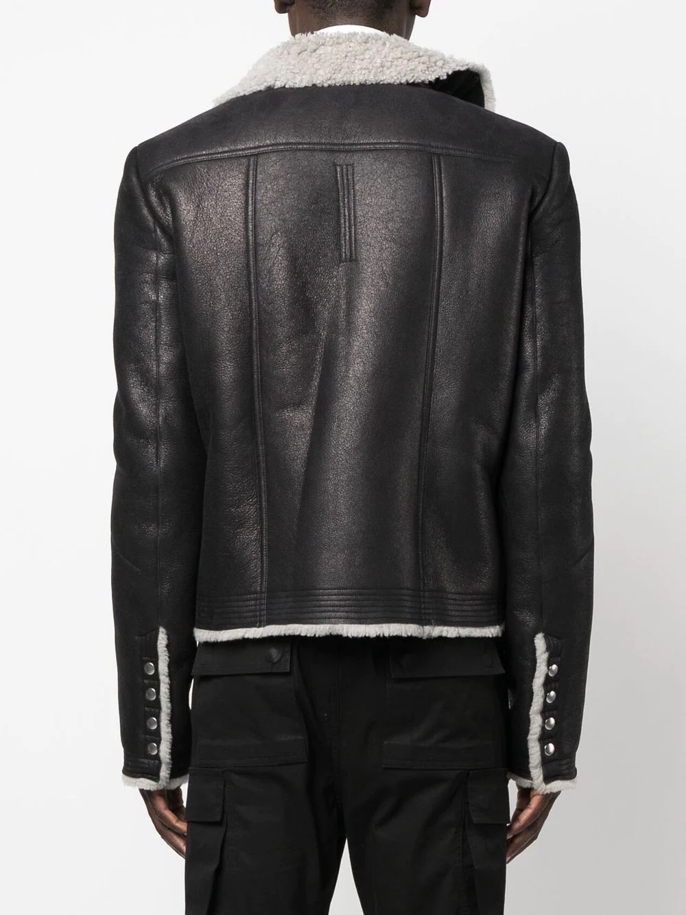 shearling-lined biker jacket - 4