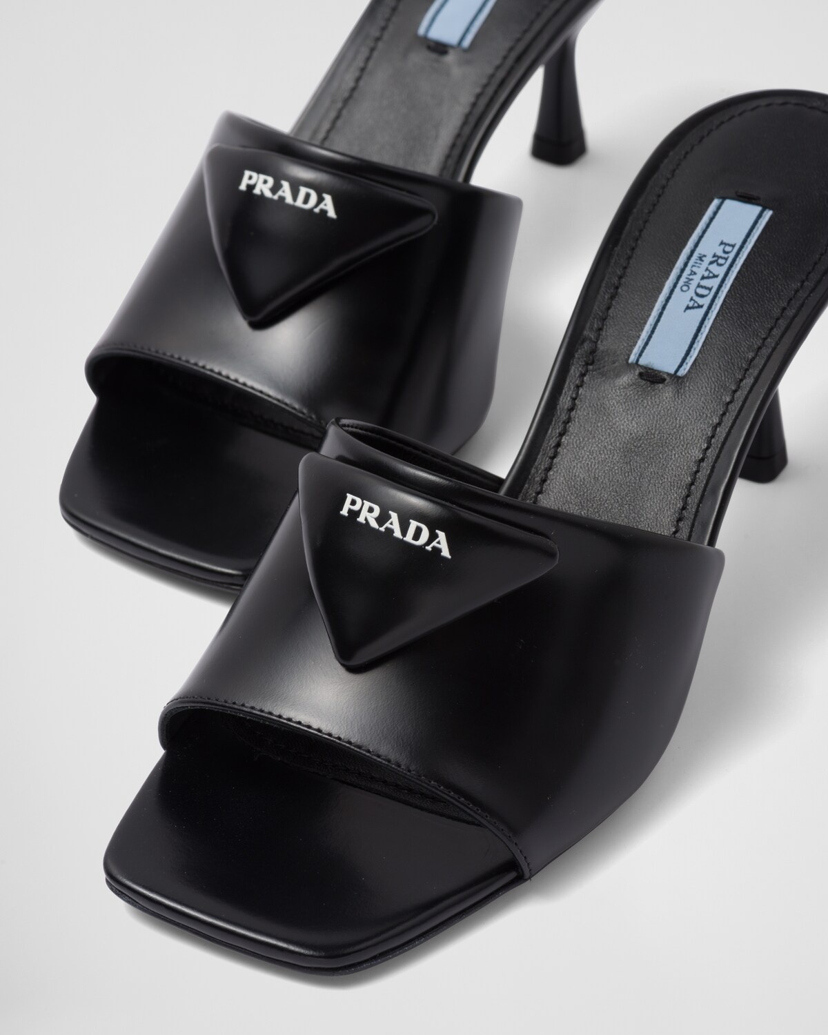 Brushed leather heeled slides - 6