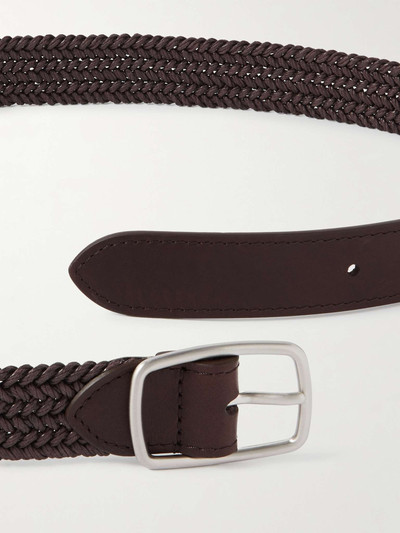 Loro Piana 3cm Leather-Trimmed Woven Cotton Belt outlook