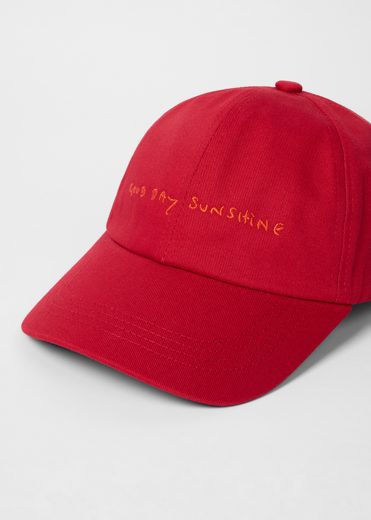 Red Cotton-Twill Quote Cap - 3