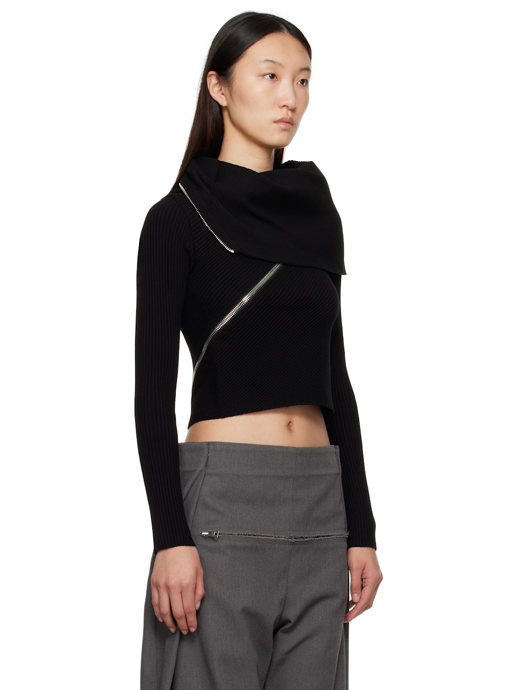 Black Zipped Turtleneck - 2