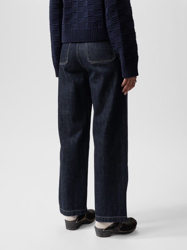 Wendy Double Knee Denim Pants Dark Blue - 3