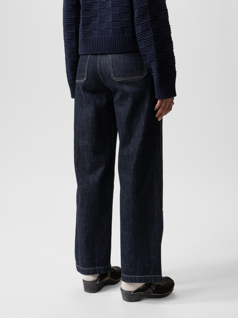 Wendy Double Knee Denim Pants Dark Blue 3