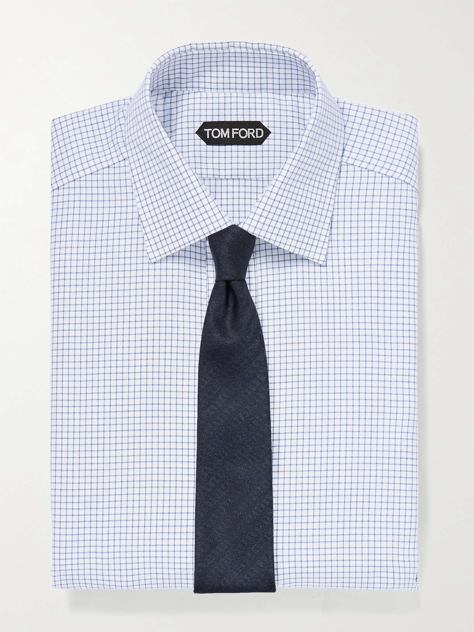 Slim-Fit Cutaway-Collar Checked Cotton Shirt - 5