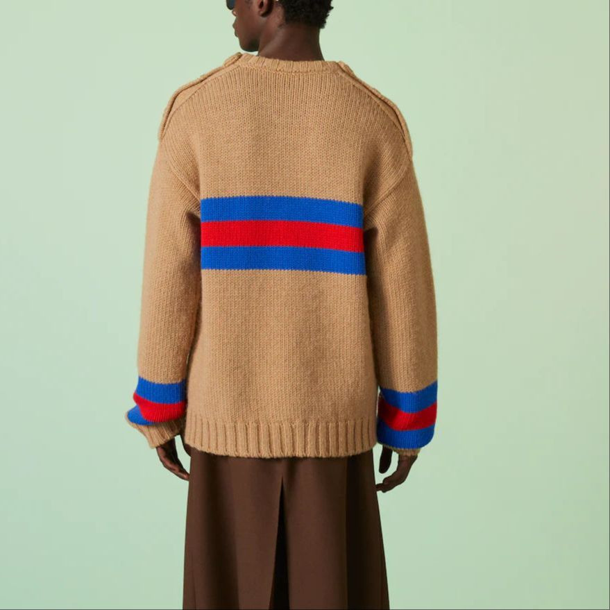 Gucci Wool Mohair Sweater With Web Intarsia 'Camel' 750841-XKDF2-2032 - 3