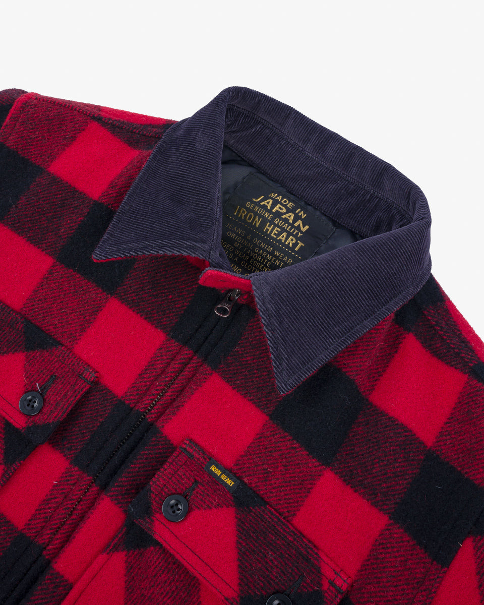 IHW-20-RED Wool Buffalo Check Bush Jacket - Red - 6