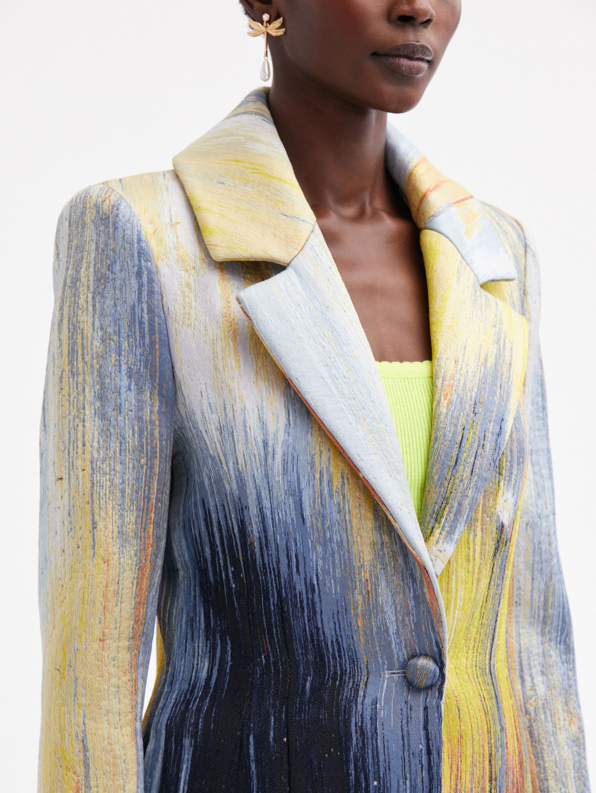 ABSTRACT BRUSHSTROKE JACQUARD COAT - 5