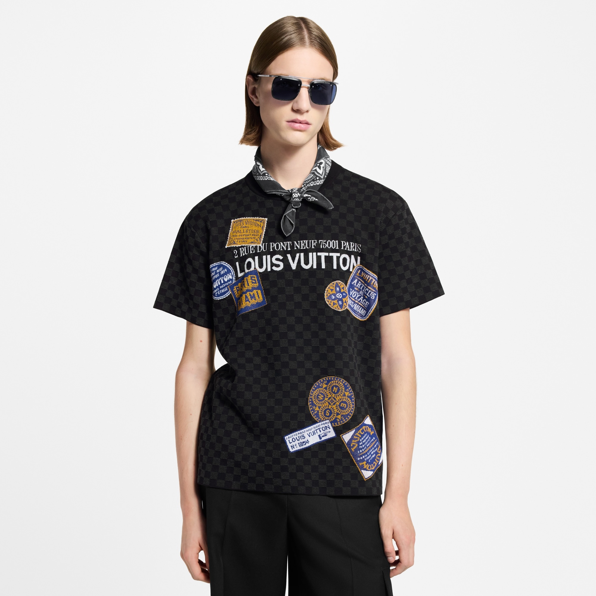 Damier Short-Sleeved Signature Crewneck - 2
