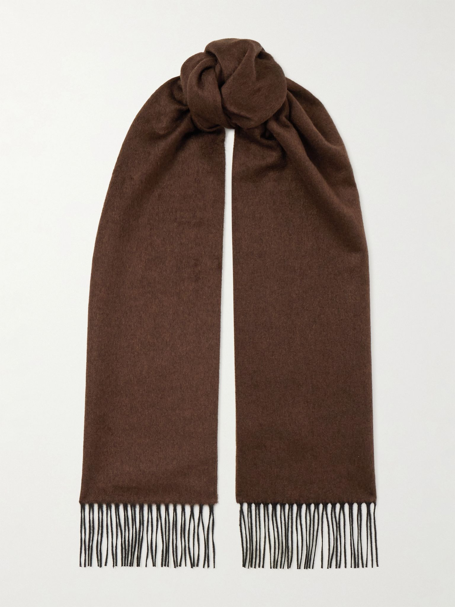 Blaine fringed silk and cashmere-blend scarf Chocolate - 1