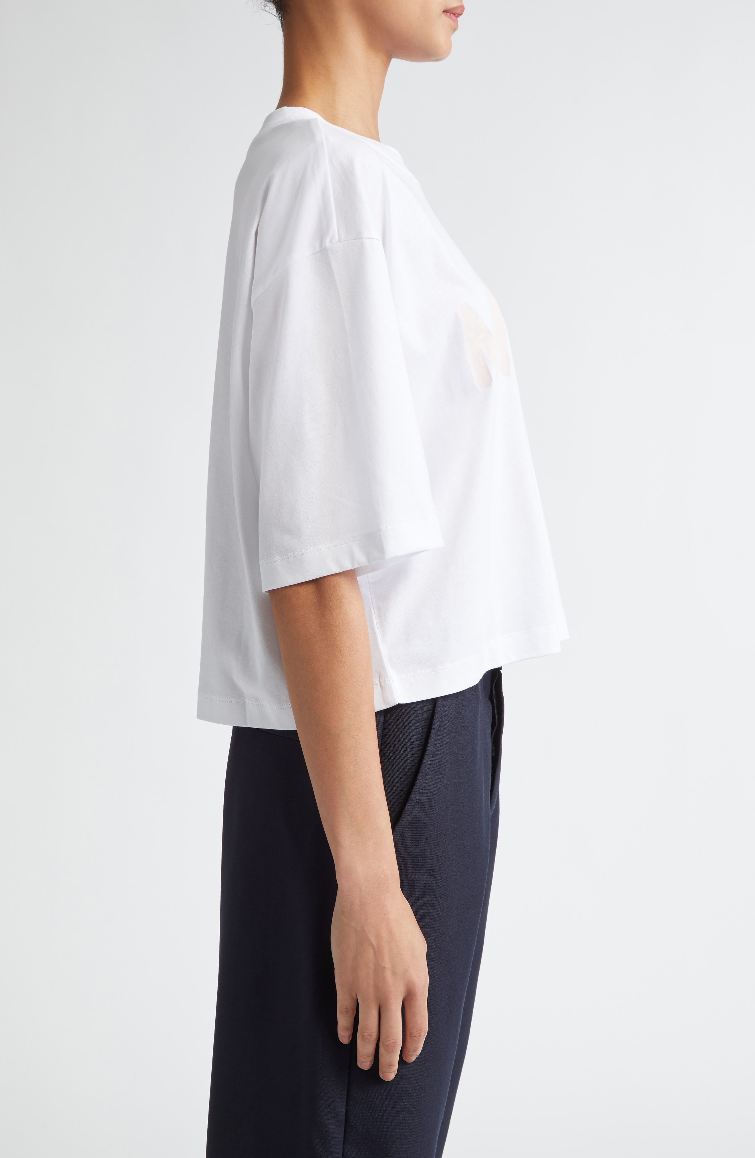Marni Logo Crop Organic Cotton Graphic T-Shirt in Lily White at Nordstrom - 3
