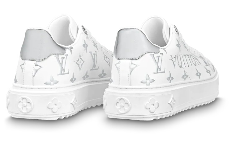 (WMNS) LOUIS VUITTON Time Out Sneakers 'White with Silver Monogram' 1AAVV6 - 4