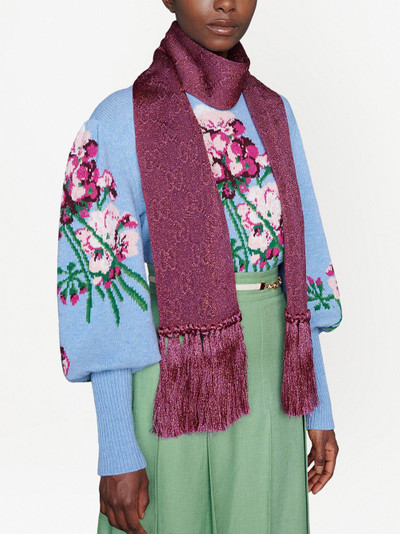 GUCCI lamé jacquard knit scarf outlook