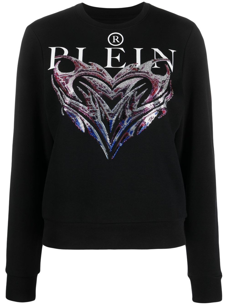 crystal-embellished logo-print sweatshirt 1