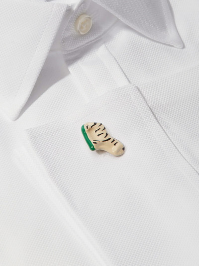 Bottega Veneta Zebra sterling silver enamel cufflinks outlook