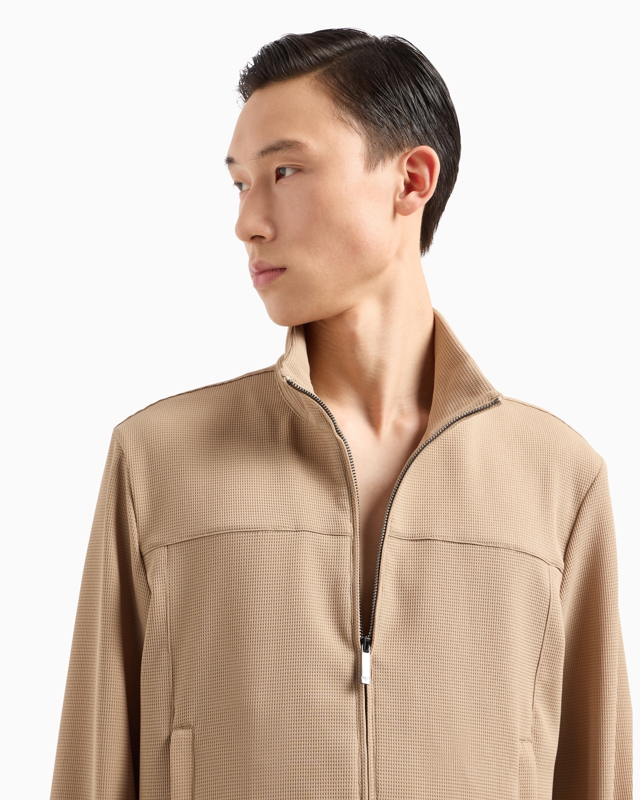 ICON FULL-ZIP BLOUSON IN PIQUÉ-EFFECT MICRO-TEXTURED CRÊPE JERSEY - 5