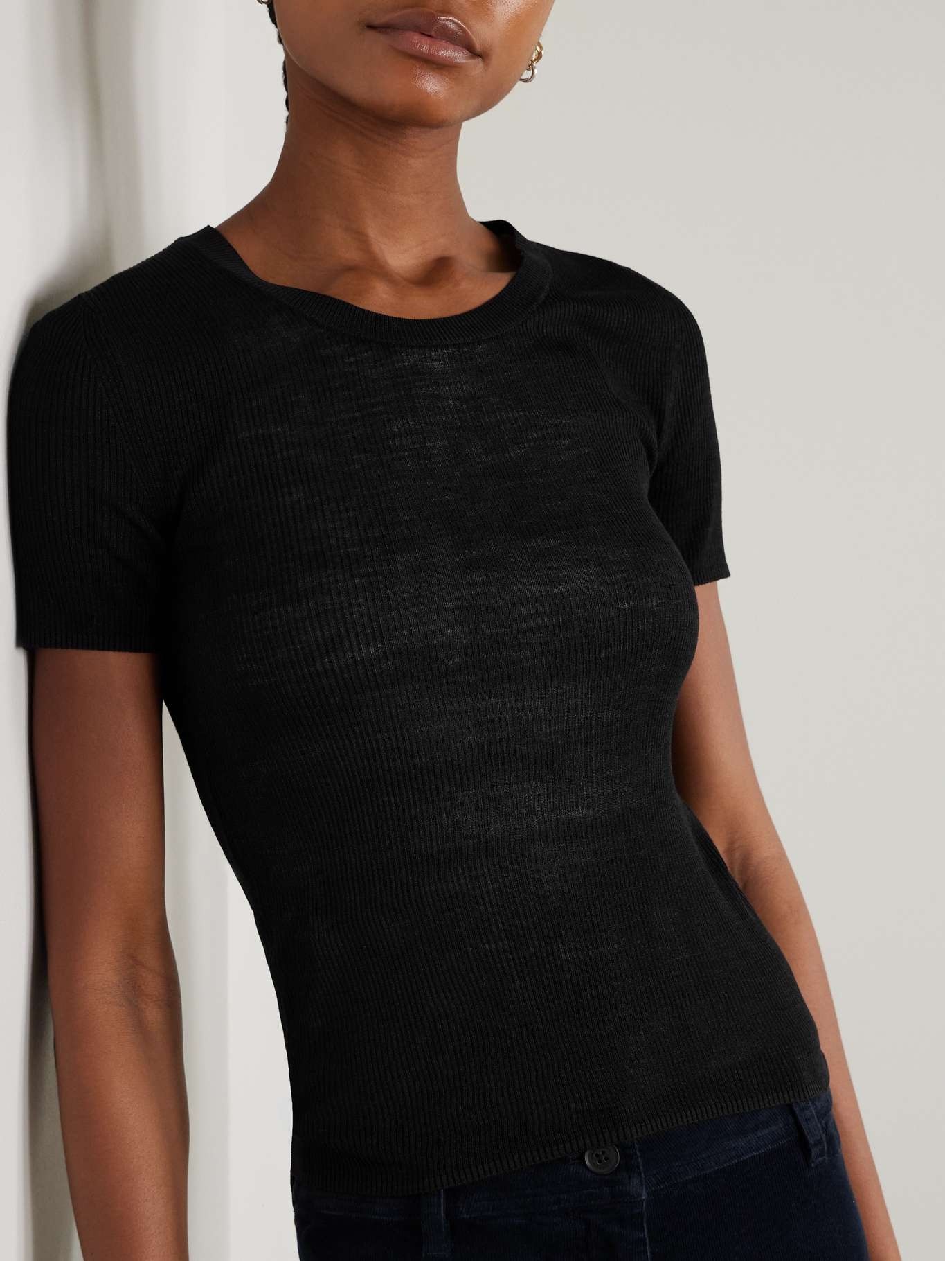 Araceli ribbed silk T-shirt - 3