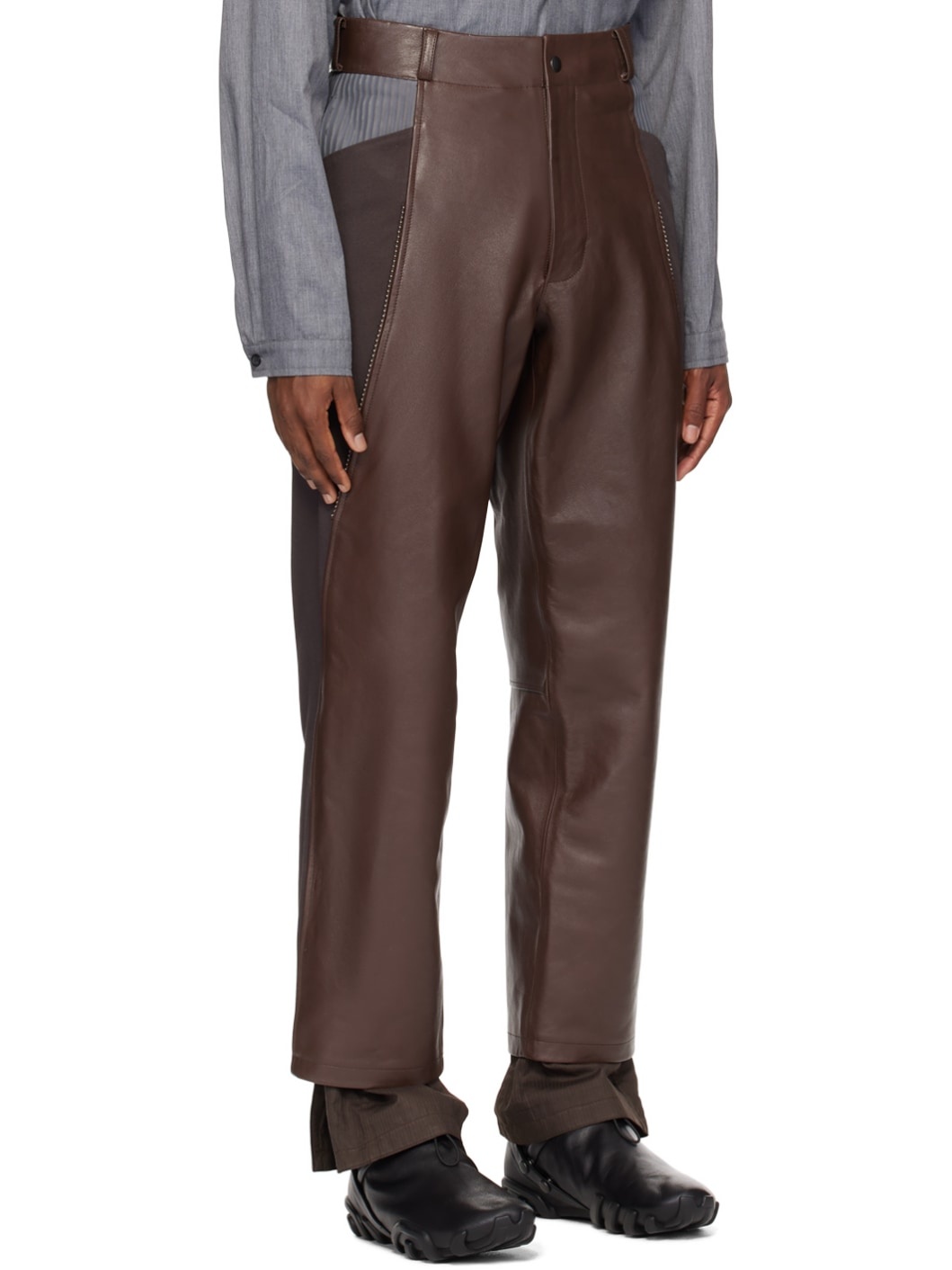 Brown Kiko Kostadinov Edition Milne Leather Trousers - 2