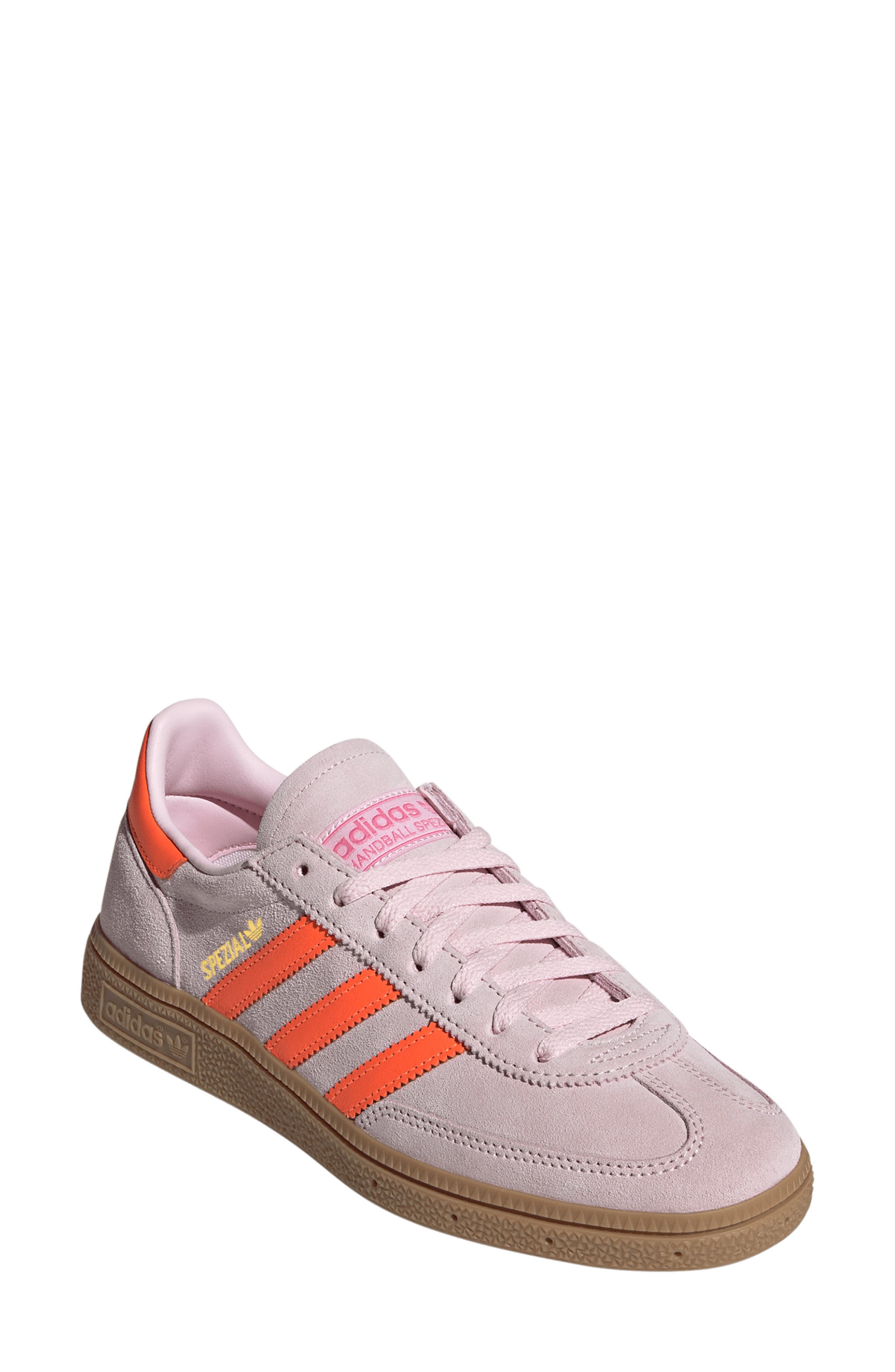 adidas Handball Spezial Sneaker in Clear Pink/Solar Orange/Gum at Nordstrom - 1