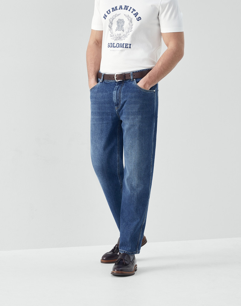 Denim easy fit five-pocket trousers 1