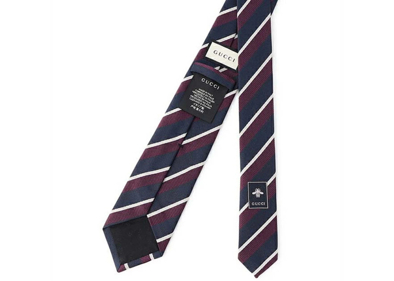 GUCCI Gucci Striped Tie Navy/Purple/White outlook