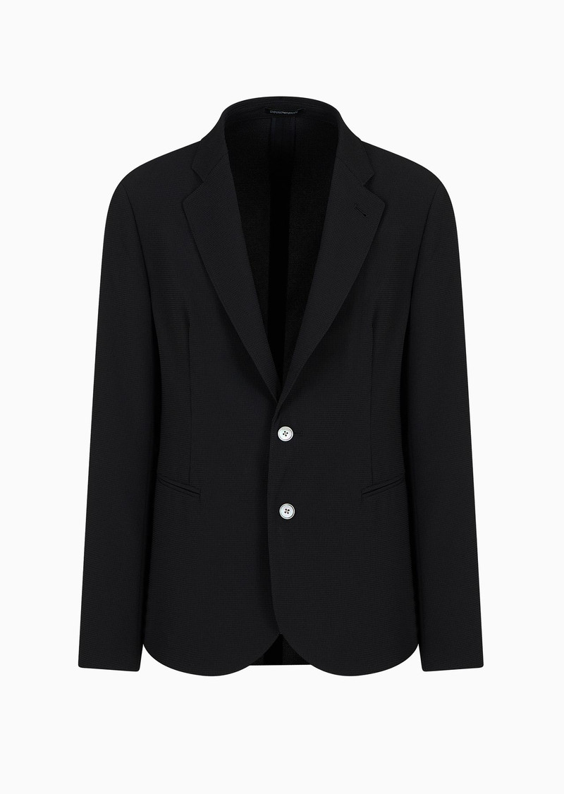 Single-breasted jacket in micro-armure crêpe 1