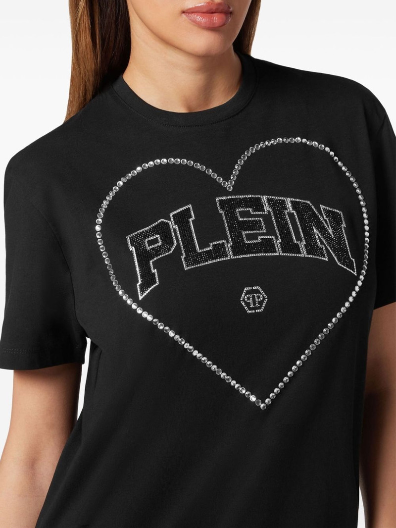heart motif cotton T-shirt 4