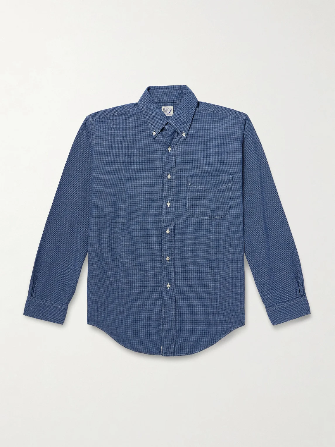 Button-Down Collar Checked Cotton-Chambray Shirt - 1