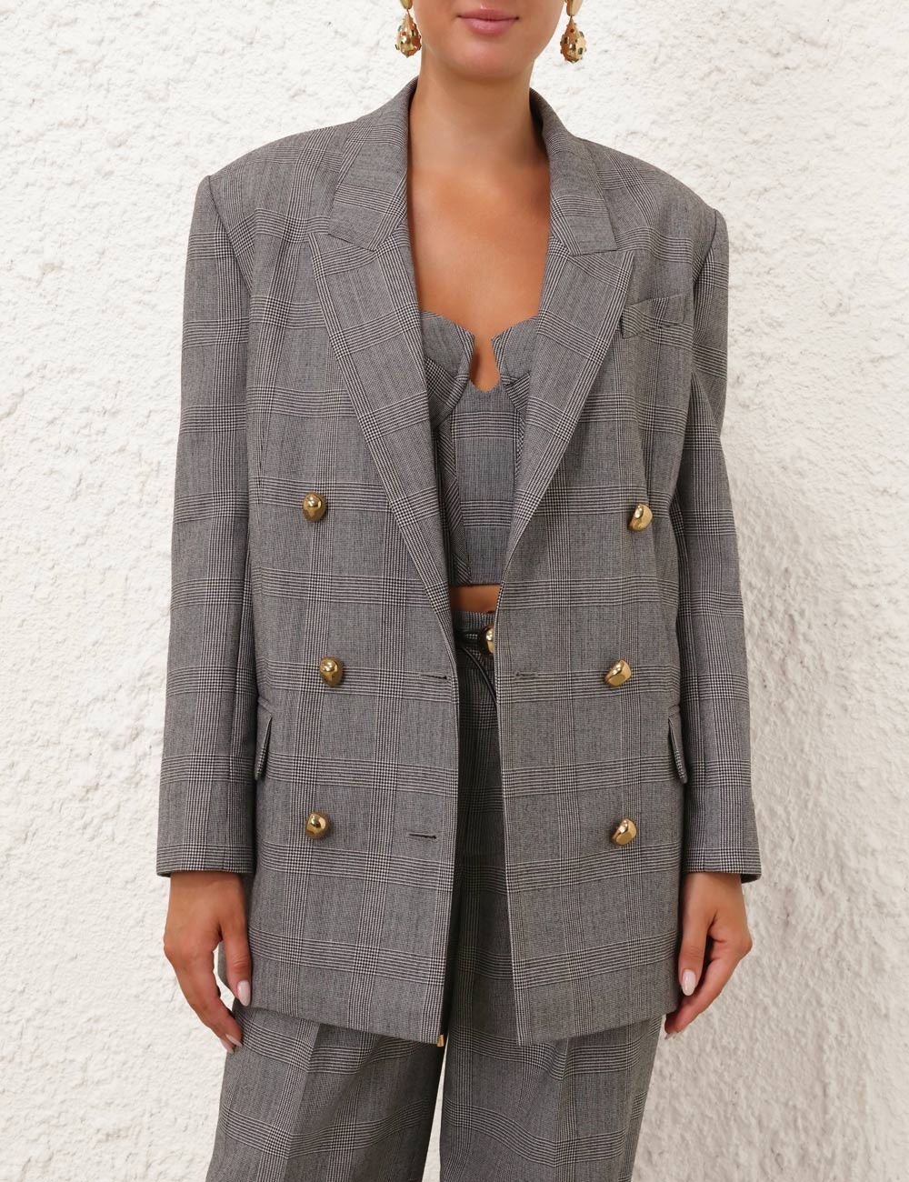 CRUSH CHECK OVERSIZED JACKET - 2