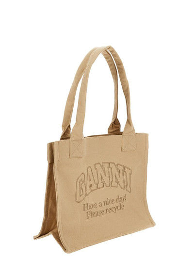 GANNI Large Striped Canvas Tote Bag outlook