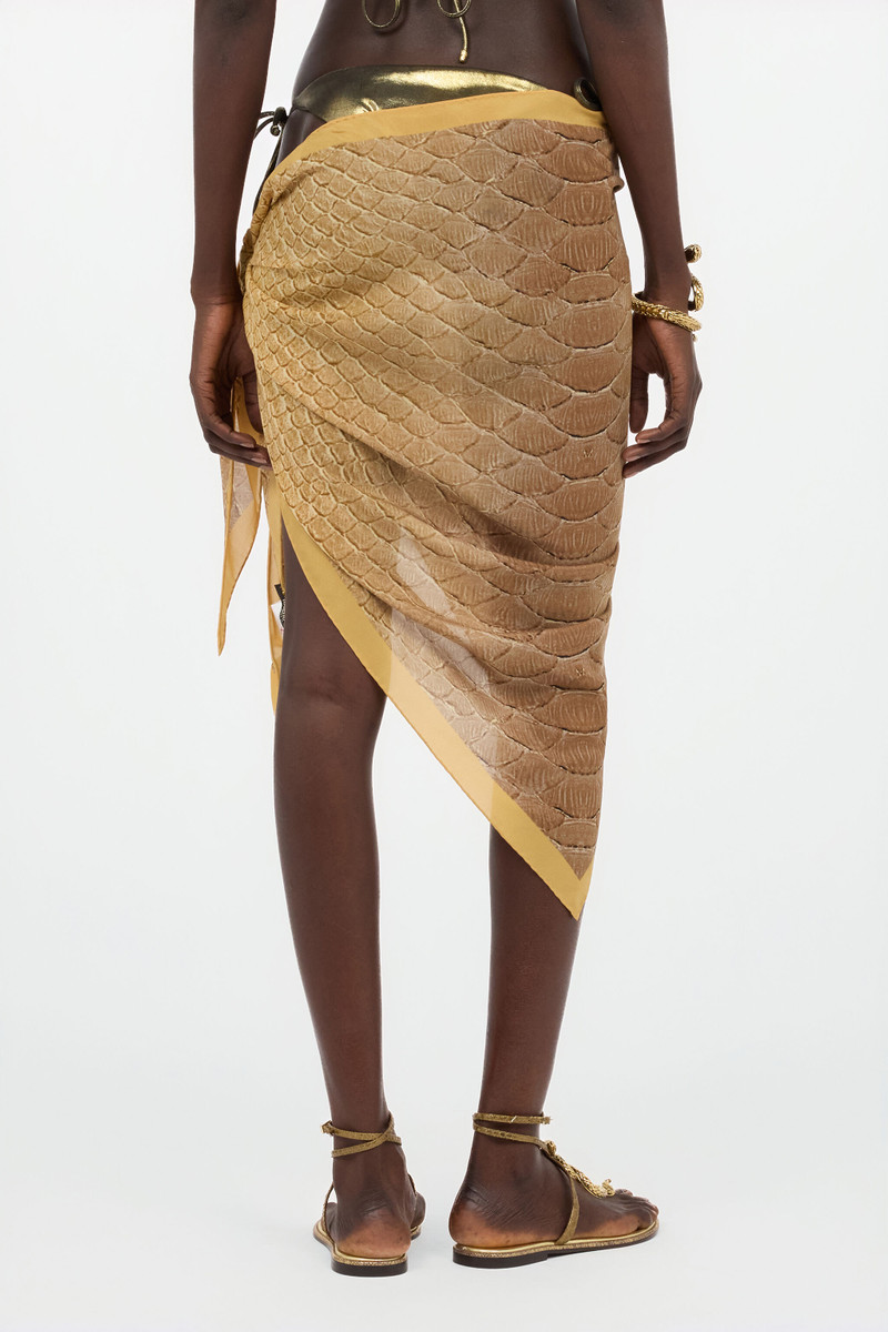 Silk Pareo with Beige and Sand Scale Print 3