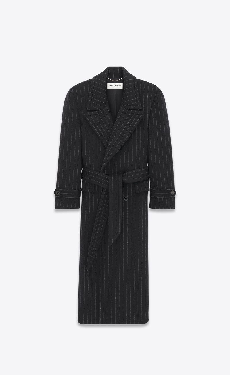 oversized coat in pinstriped wool - 1