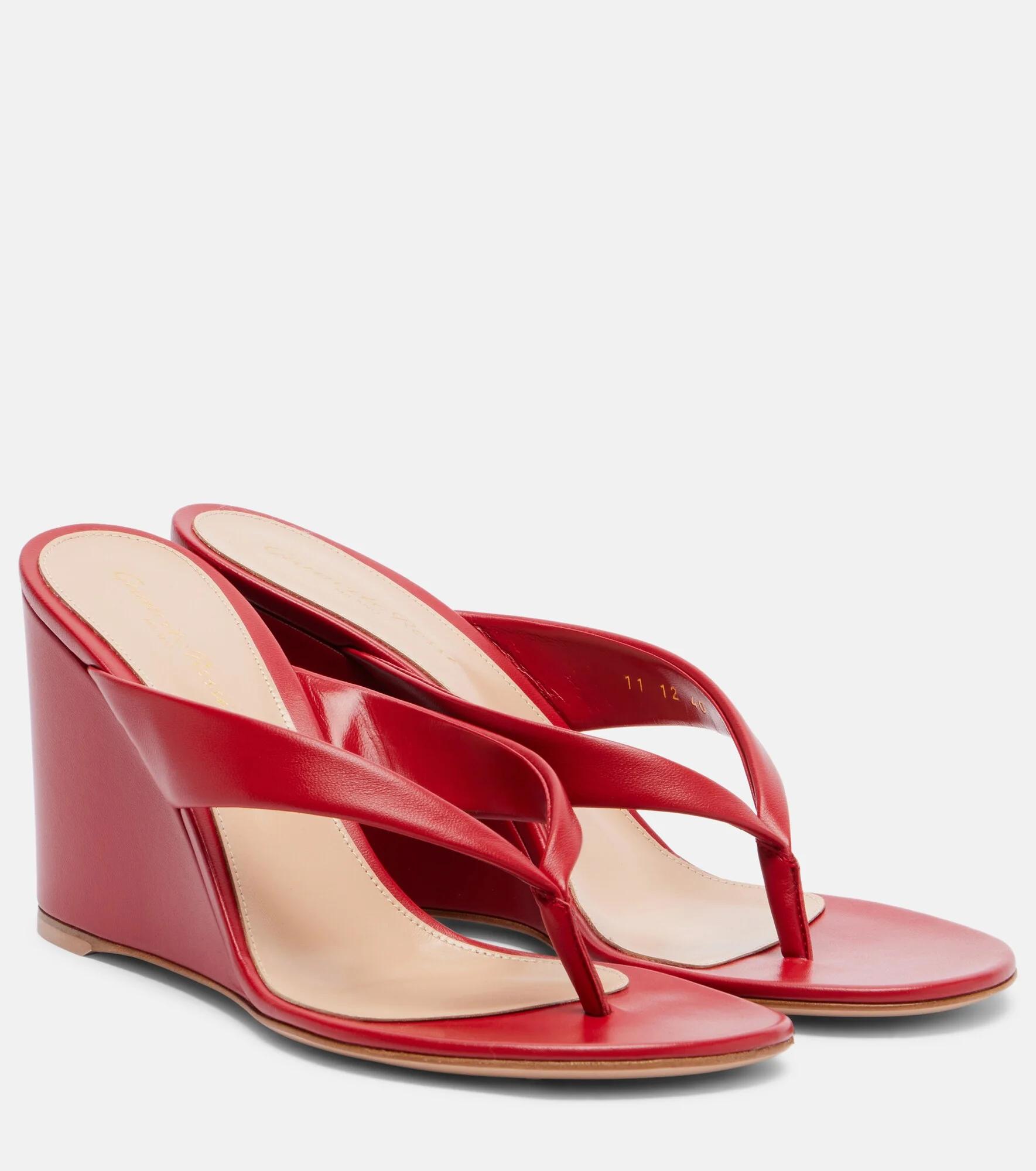 Leather wedge thong sandals - 1