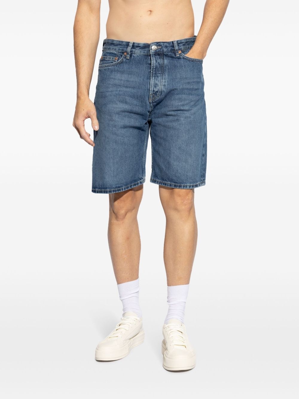 knee-length denim shorts - 3