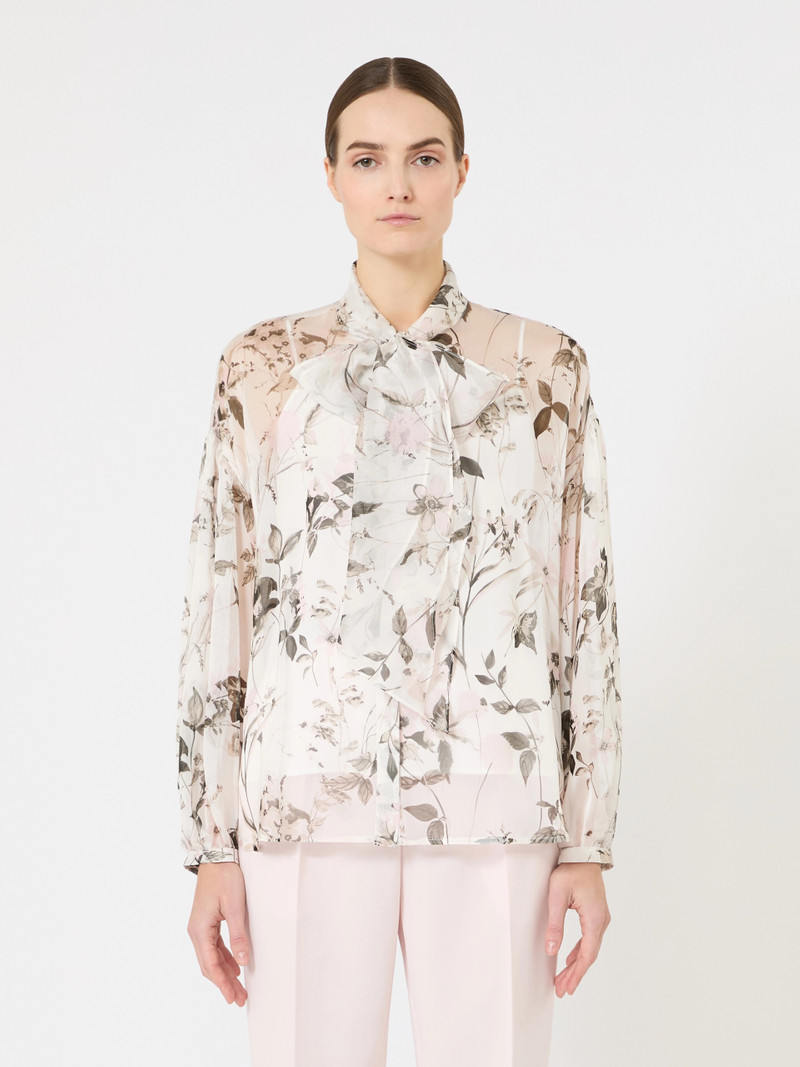 ETERE Blouse in printed chiffon - WHITE 3