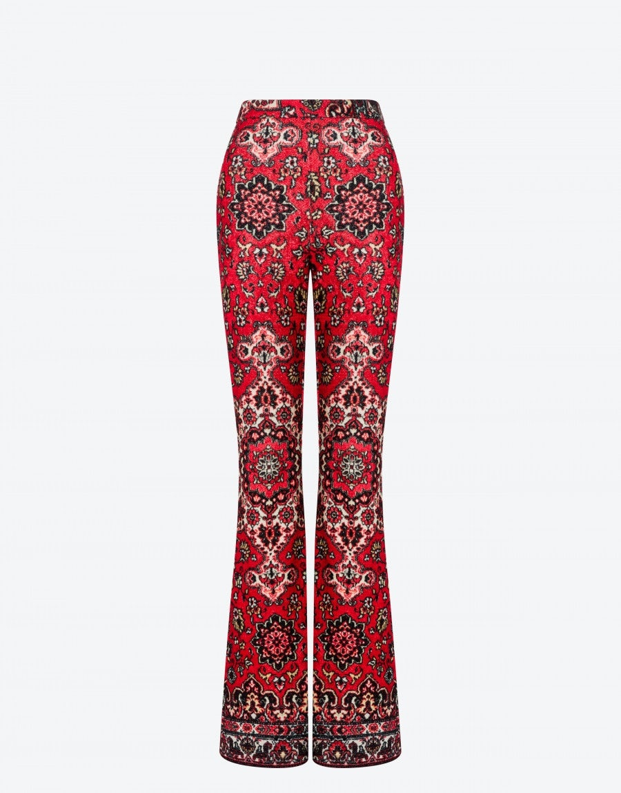 RUG PRINT STRETCH VELVET TROUSERS - 1