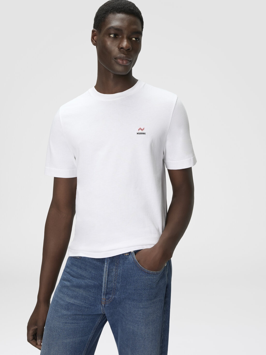 Crew Neck T-Shirt in Cotton with Embroidery and Logo - 4