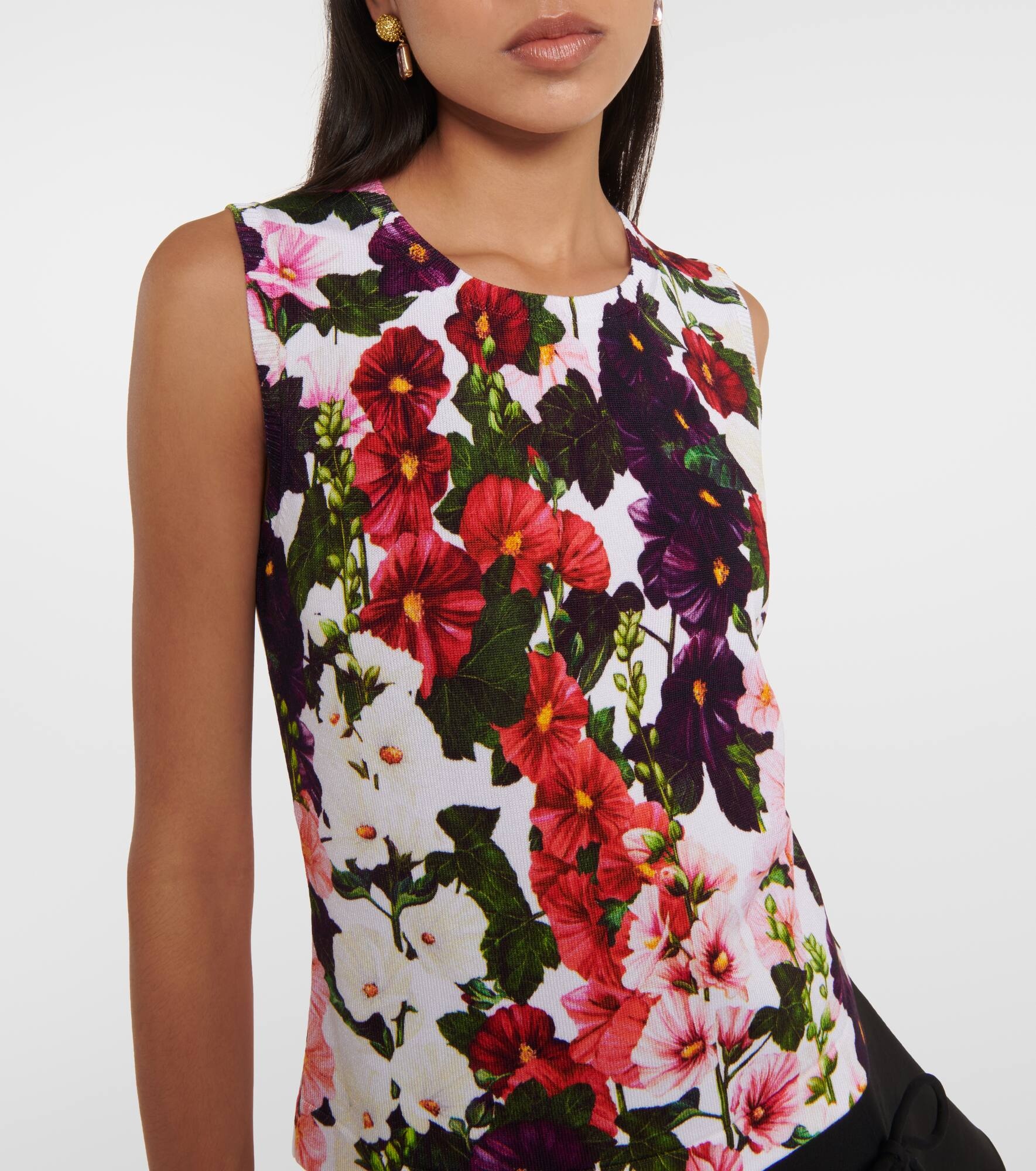 Floral cotton-blend tank top - 5
