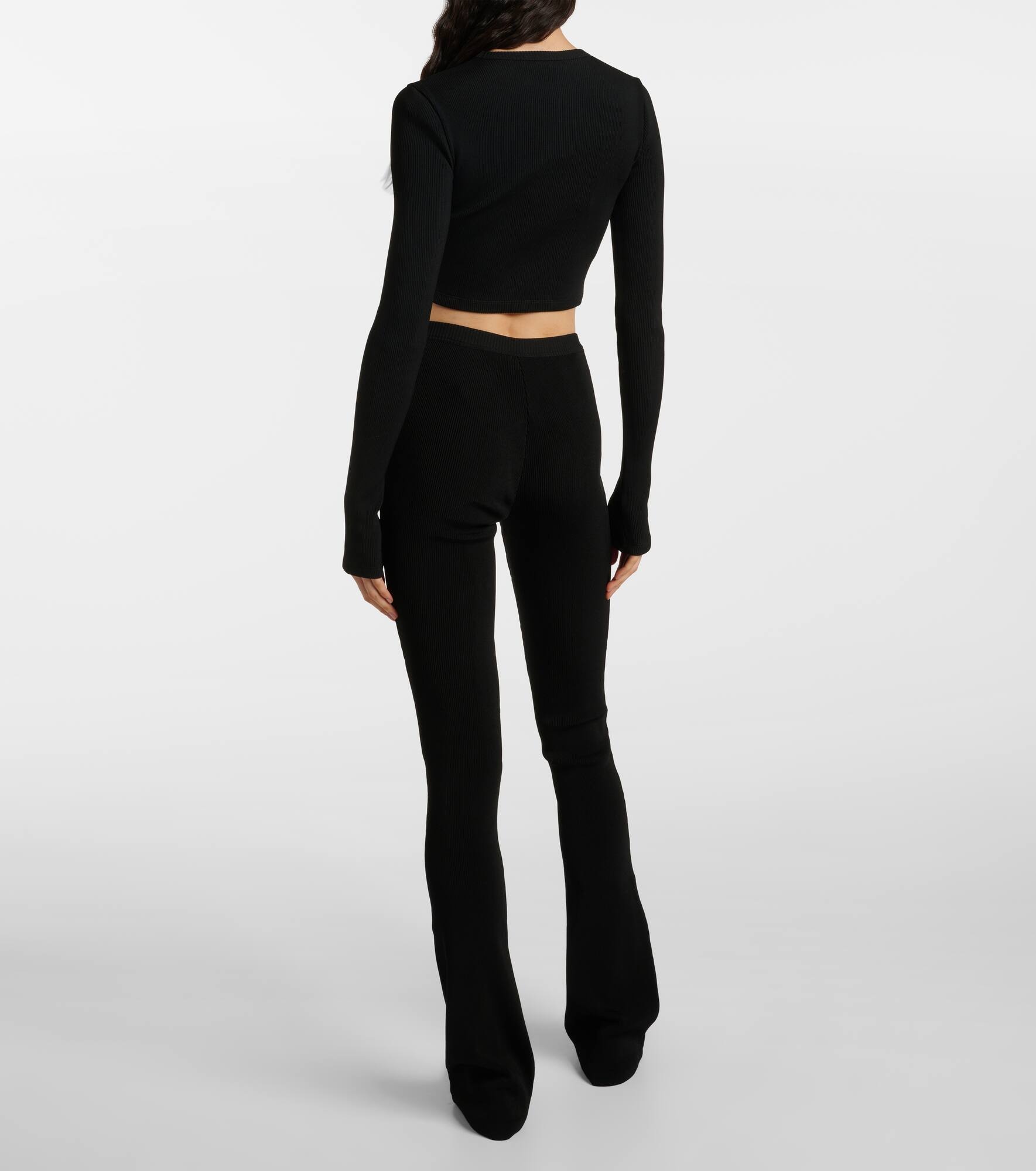 Ribbed-knit jersey flared pants - 3