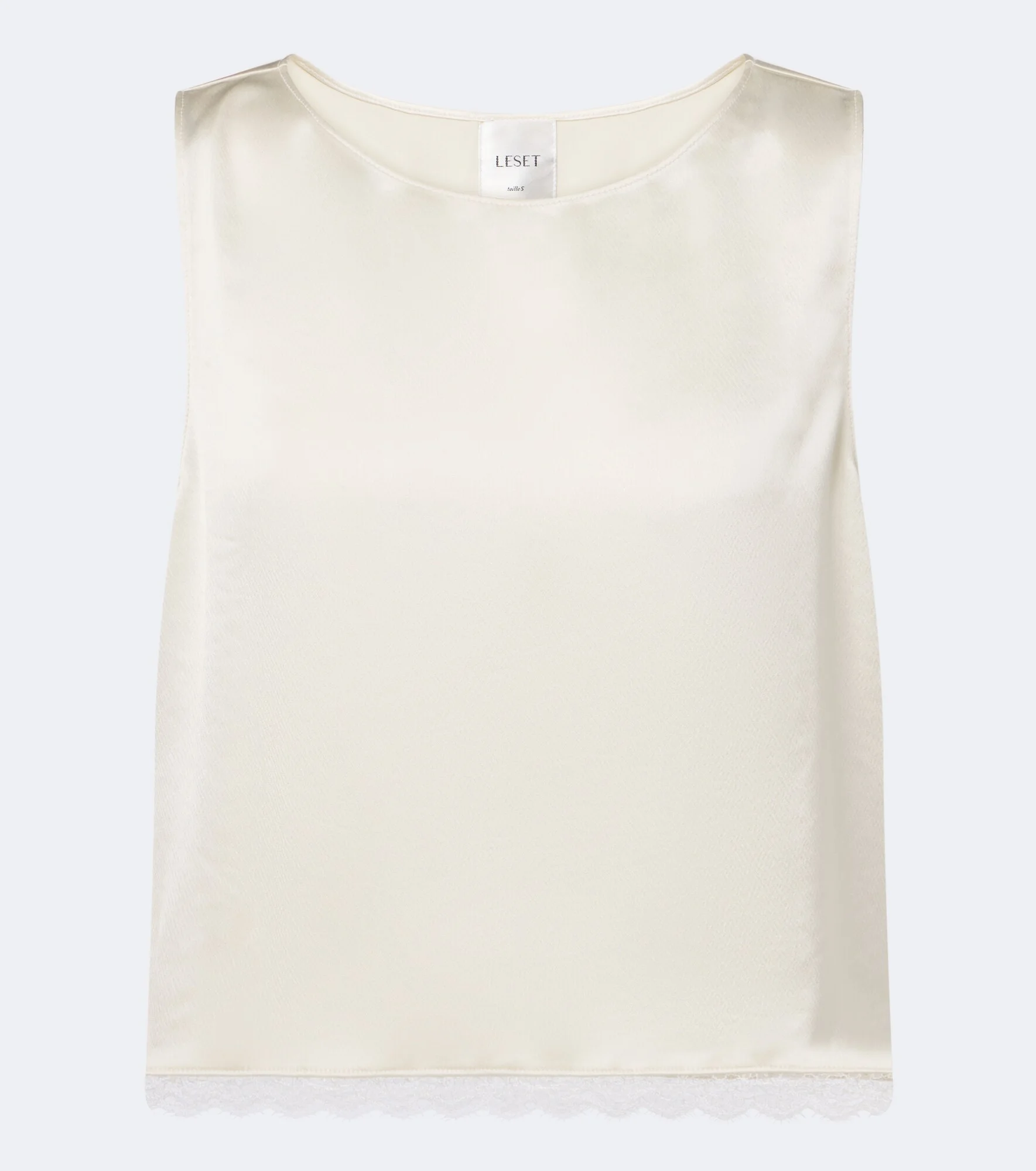 Barb lace-trimmed satin crop top - 1