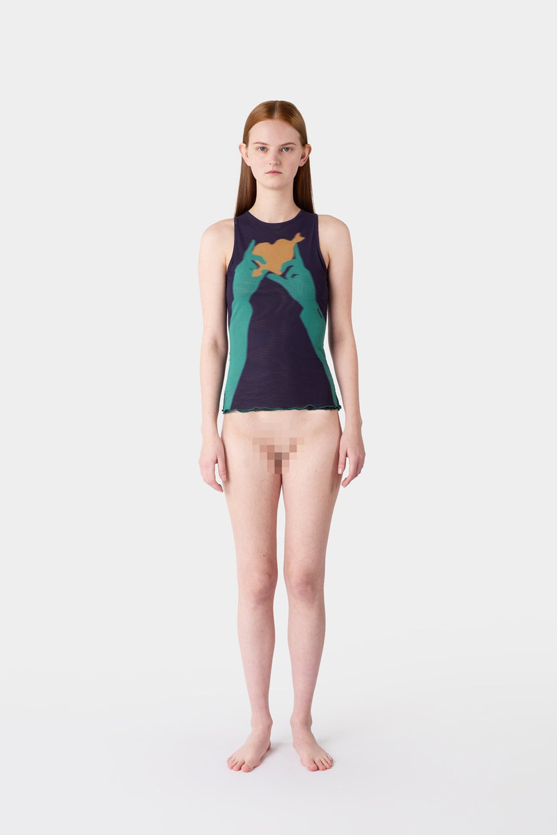 'CUORE DI PIETRA' TULLE TOP / dark blue 3