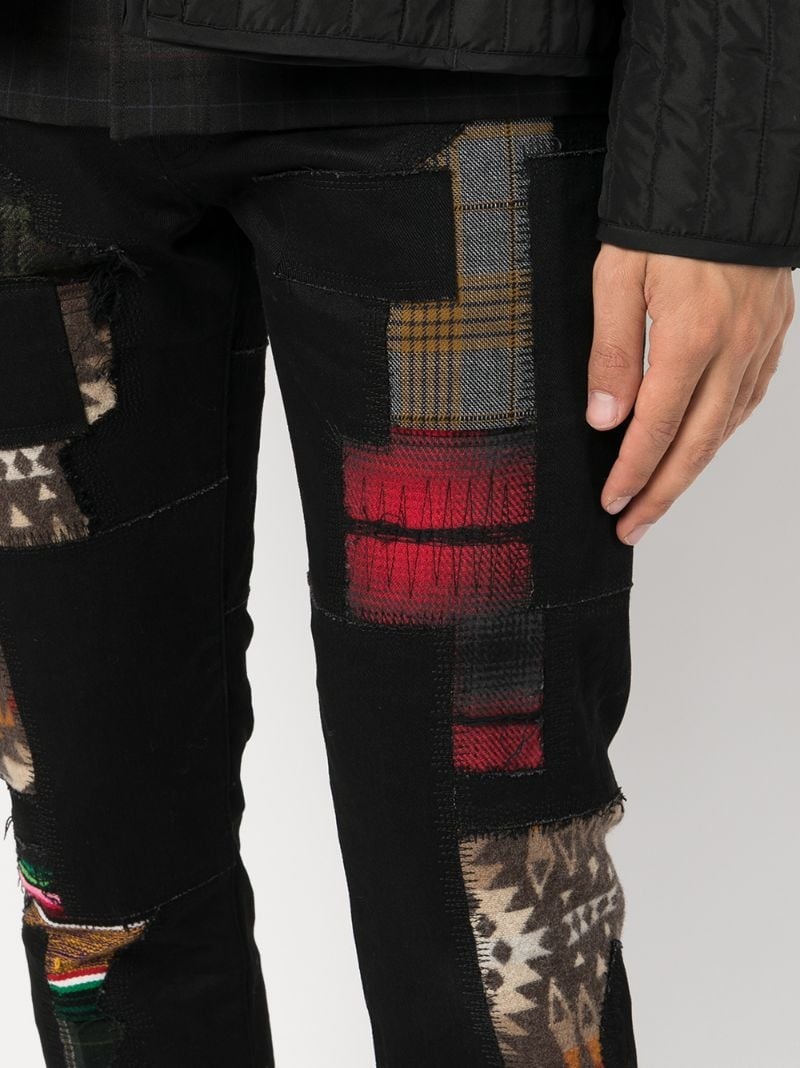 patchwork-detail skinny trousers - 5