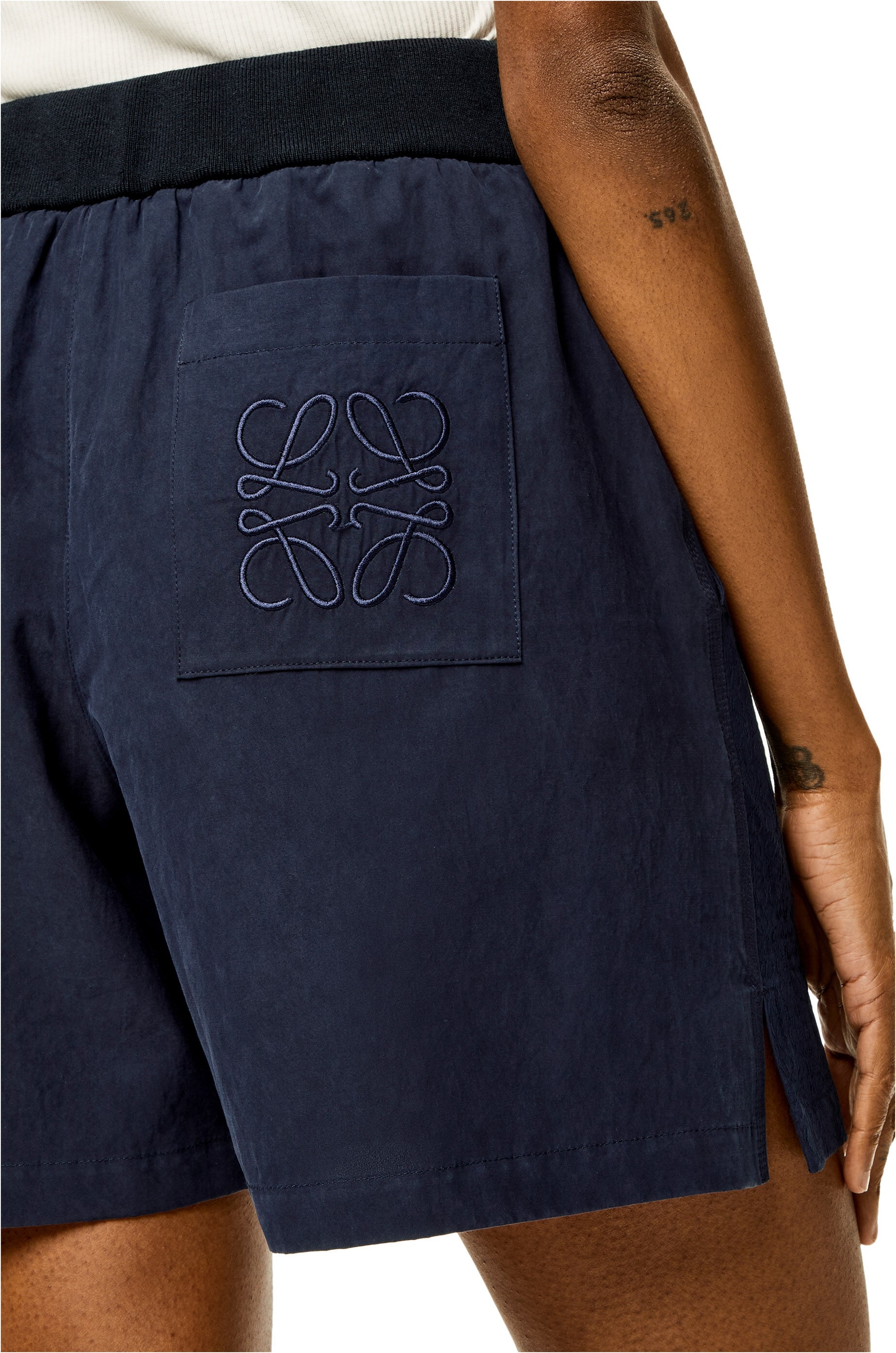 Anagram jacquard shorts in silk and cotton - 5
